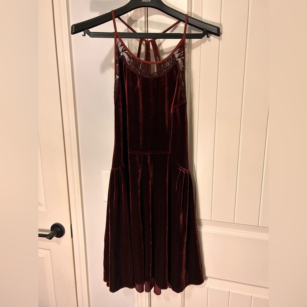 Free People Burgundy Velvet Mini Dress
